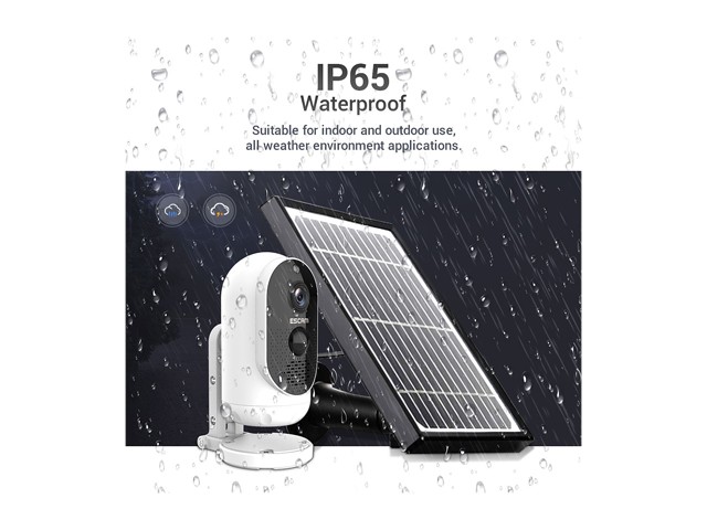 ESCAM G12 1080P Full HD Outdoor Waterproof Camera H.264 Rechargeable Battery Solar Panel Night Vision PIR Alarm WiFi Camera