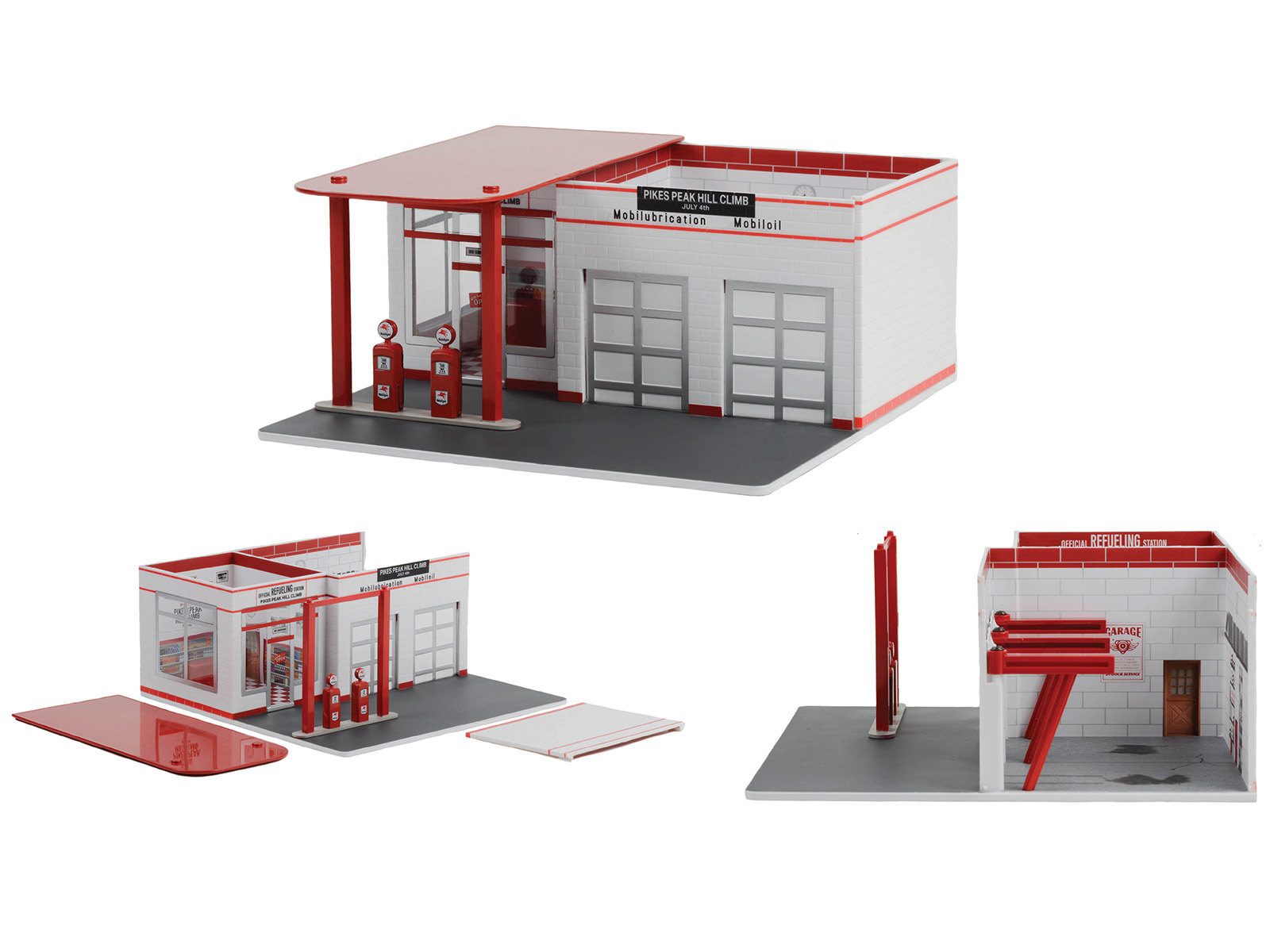 Vintage Gas Station Diorama "Pikes Peak Hill Climb Official Refueling Station" "Mechanic's Corner" Series 10 for 1/64 Scale Models by Greenlight