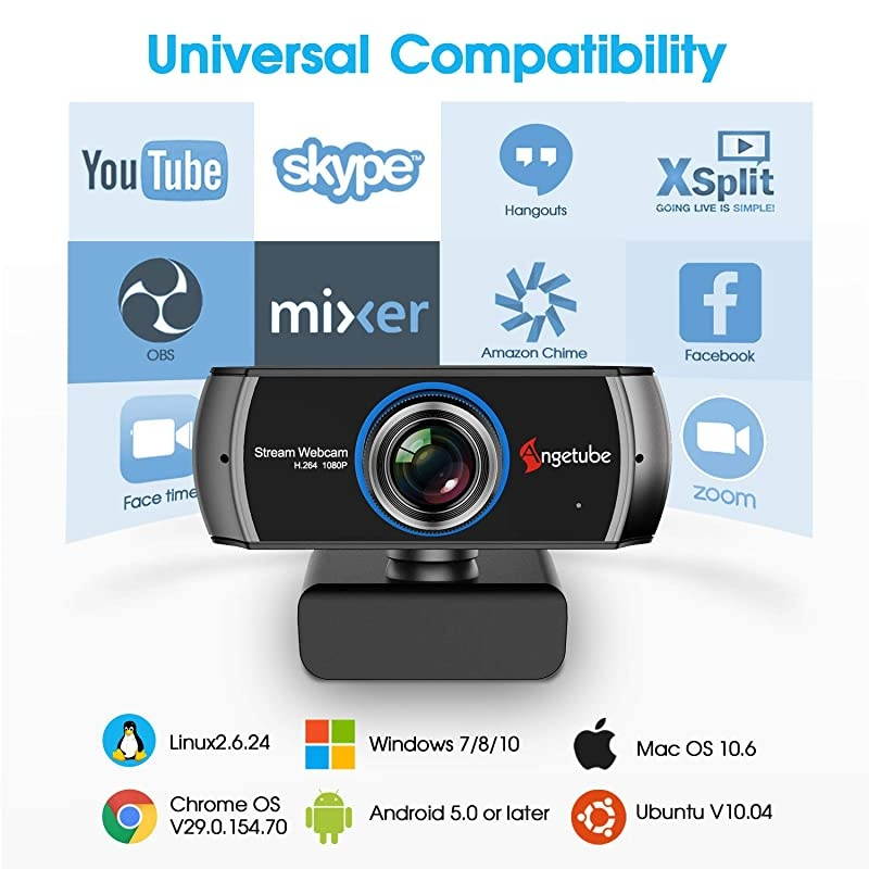 1080P Webcam for Streaming, 920 PC Web Camera Calling Video Recording Cam for Windows Mac Conferencing Gaming Xbox Skype OBS Twitch Xsplit GoReact with Microphone & 100-Degree View Angle