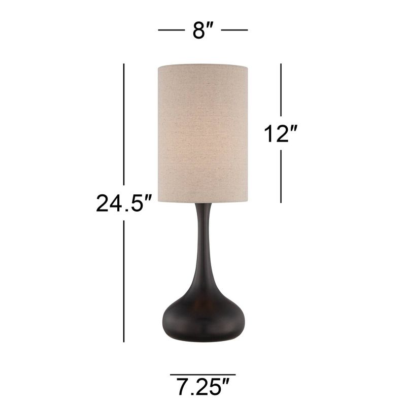 360 Lighting Modern Table Lamp Espresso Bronze Metal Droplet Linen Cylinder Shade for Living Room Family Bedroom Bedside Office