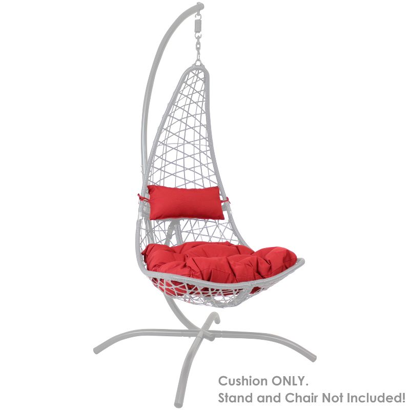 Sunnydaze Indoor/Outdoor Replacement Penelope or Oliver Hanging Egg Chair Seat Cushion and Headrest Pillow - Red - 2pc