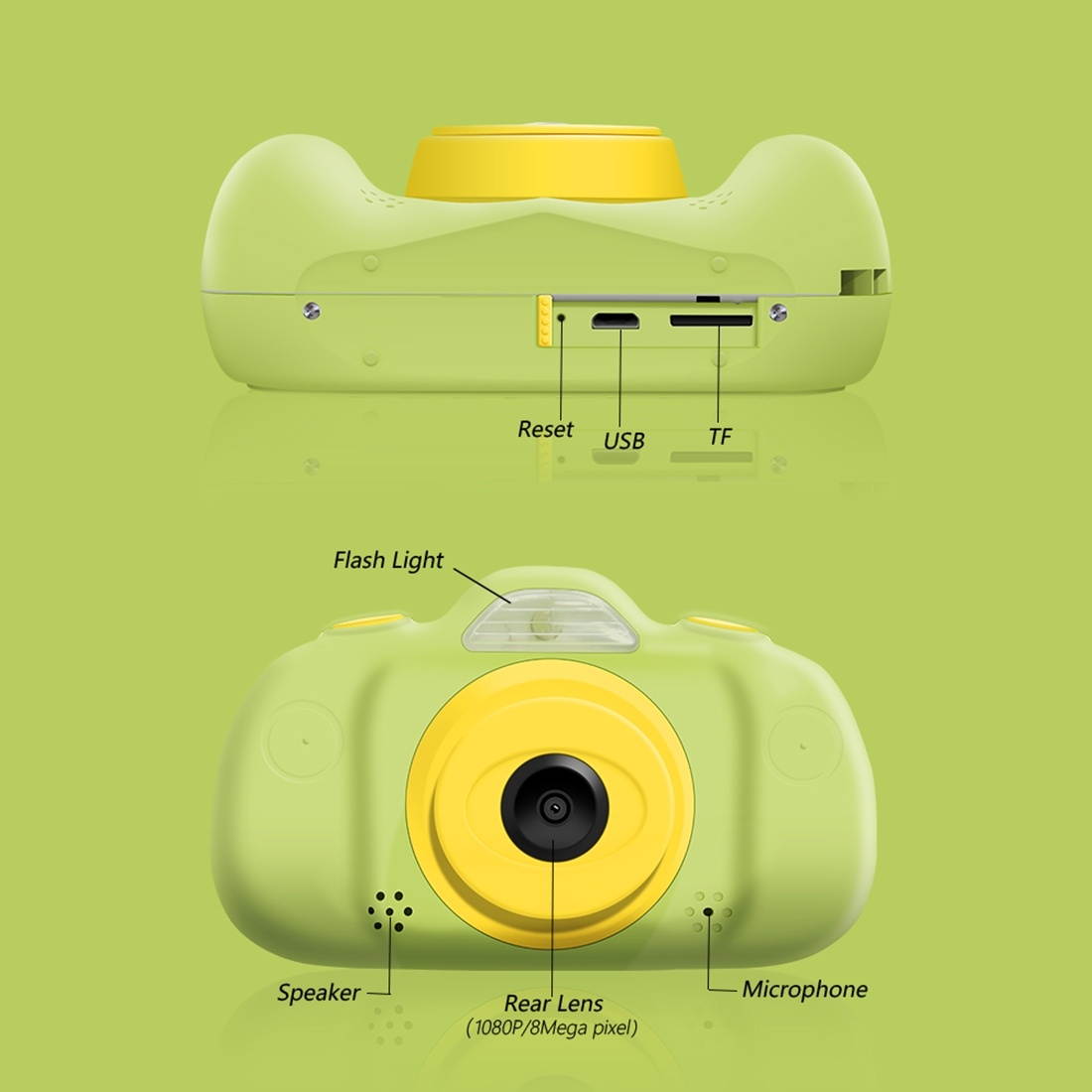 P8 2.4 inch Eight-megapixel Dual-lens Children Camera, Support for 32GB TF Card
