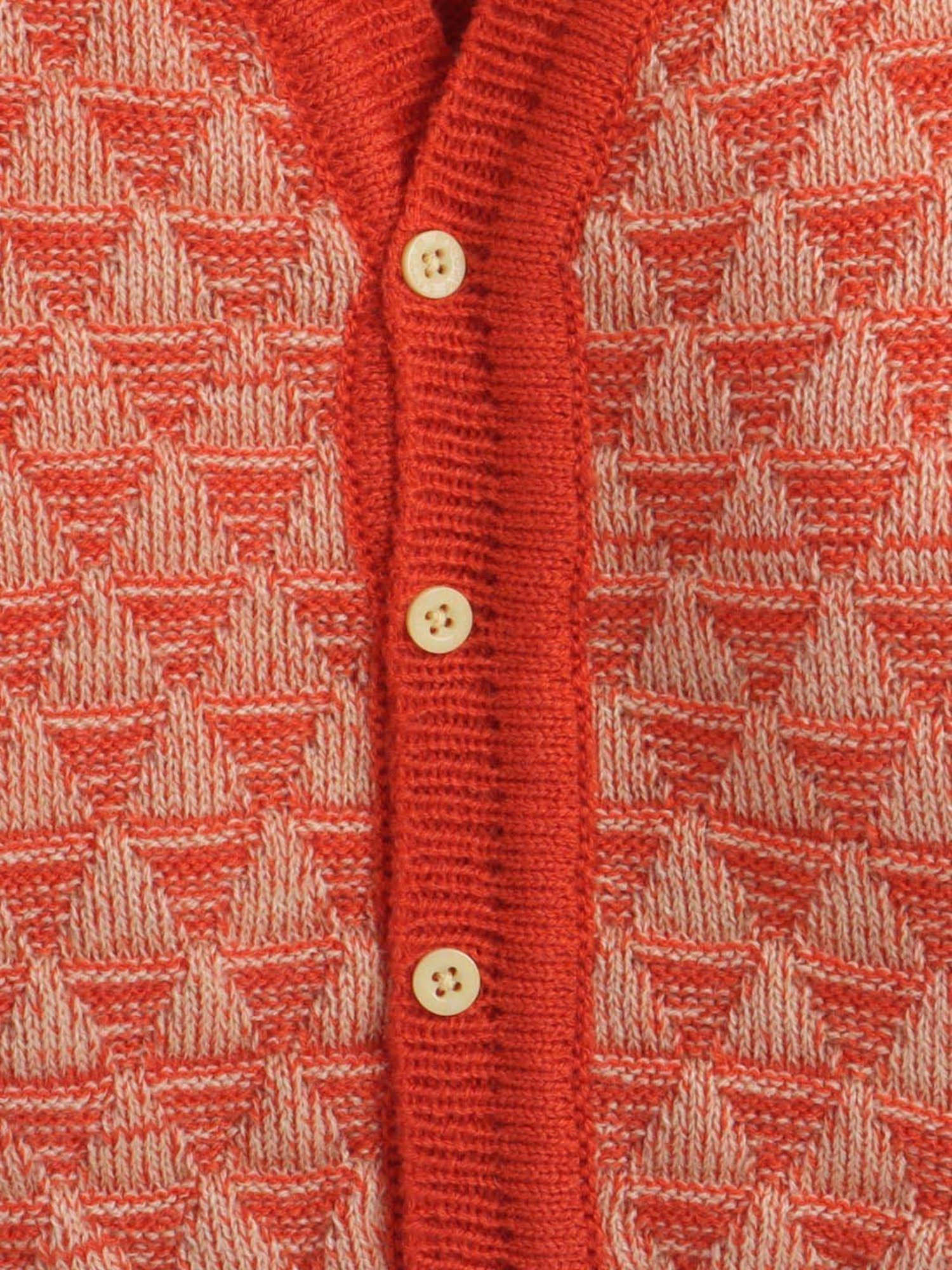 Little Angels Kids Orange Textured Pattern Full Sleeves Sweater Set