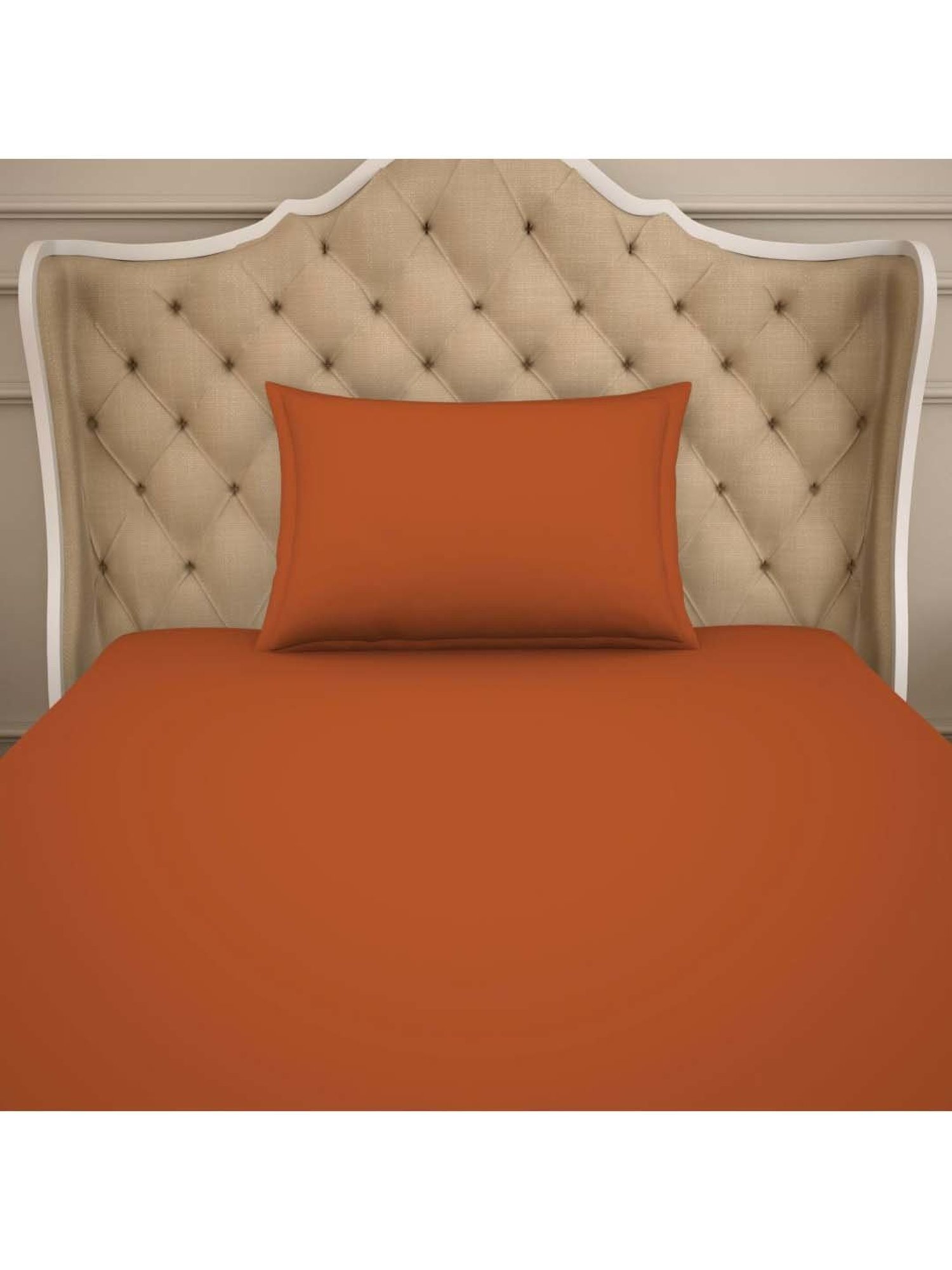 Welspun Restora Rust Cotton 150 TC Single Reversible Bedsheet with 1 Pillow Cover