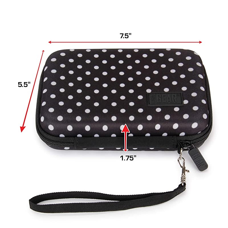 Hard Shell Electronic Organizer Travel Case 7.5 Inch with Weather Resistant Exterior and Large Mesh Accessory Pocket - Compatible with Garmin GPS, Chargers, and More Electronics - Polka Dot