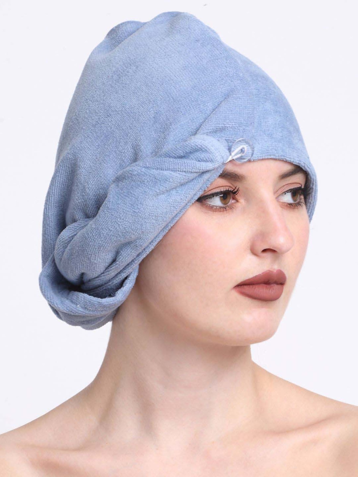 Creeva Luxury Ocean Blue Cotton 380 GSM Hair Wrap - Set of 2