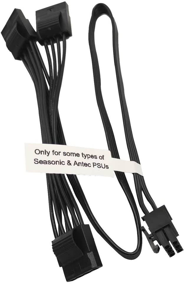 COMeap 6 Pin Male to 3X 4 Pin Molex Female Hard Drive Power Adapter Cable for Seasonic Antec Modular Power Supply 20-in(50cm)