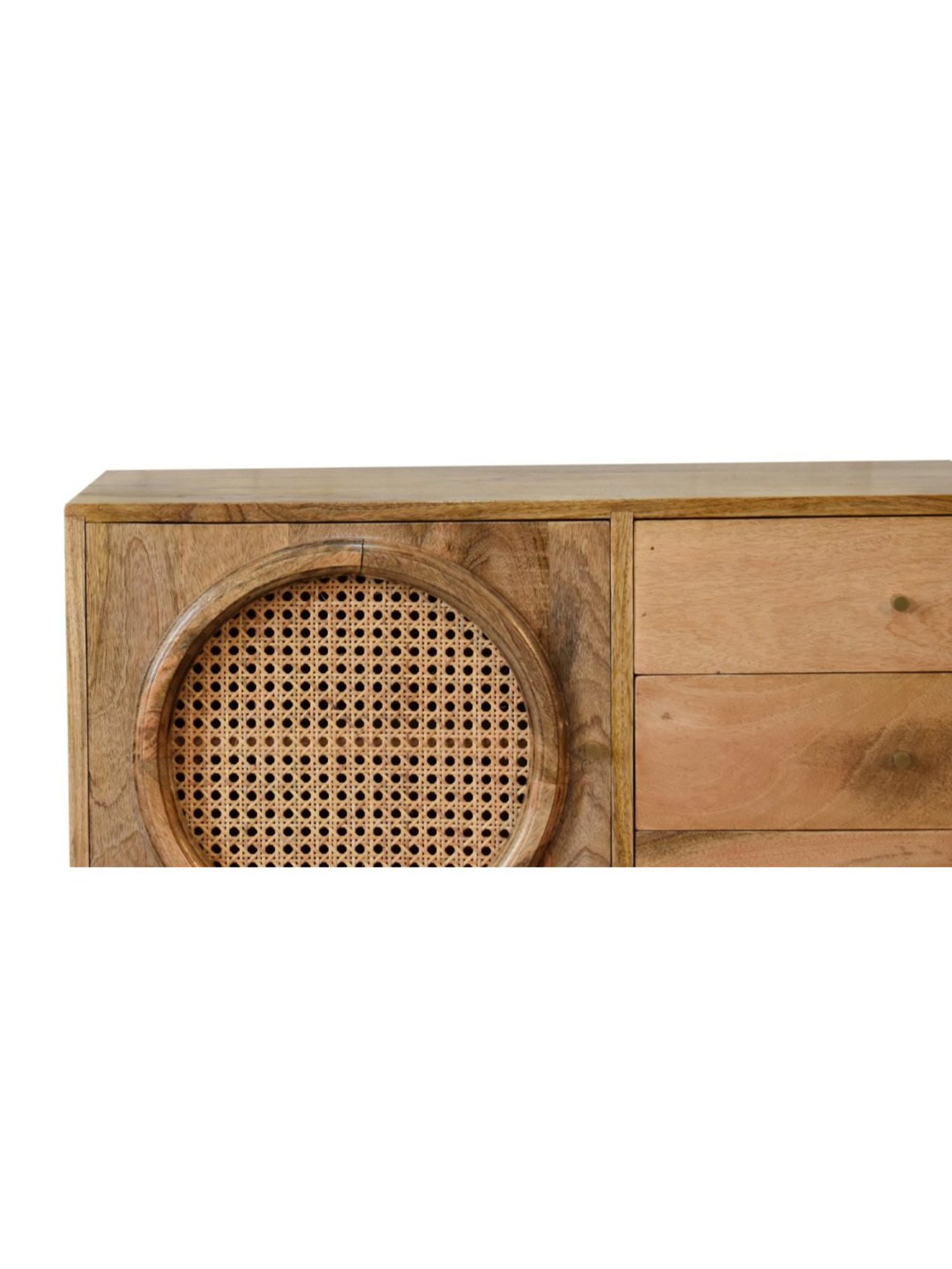 Fabindia Brown Sheesham Wood Textured Cabinet