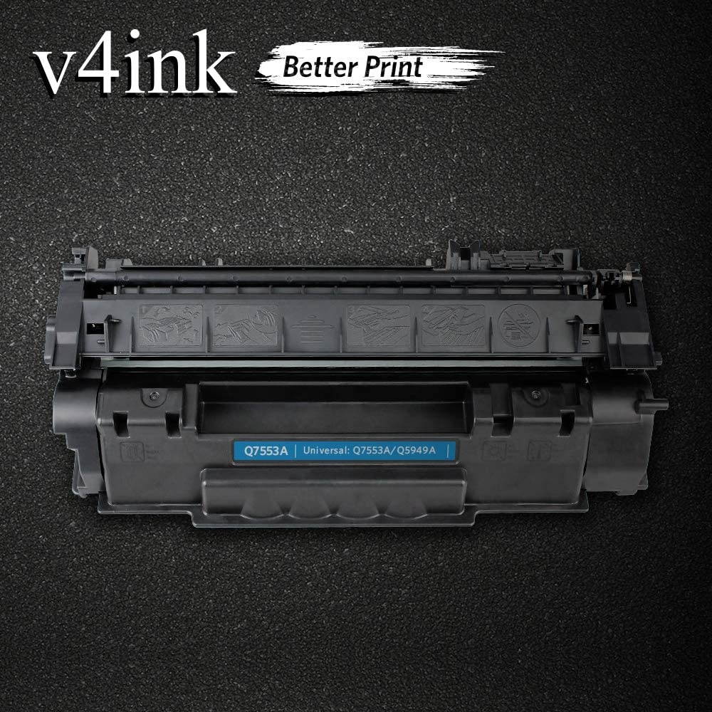 V4INK Compatible 49A 53A Toner Cartridge Replacement for HP Q5949A Q7553A for use with HP Laserjet 1320 1320n P2015dn P2015 P2015n 3390 3392 1160 P2014 M2727nf MFP Printer (Black,2 Packs)