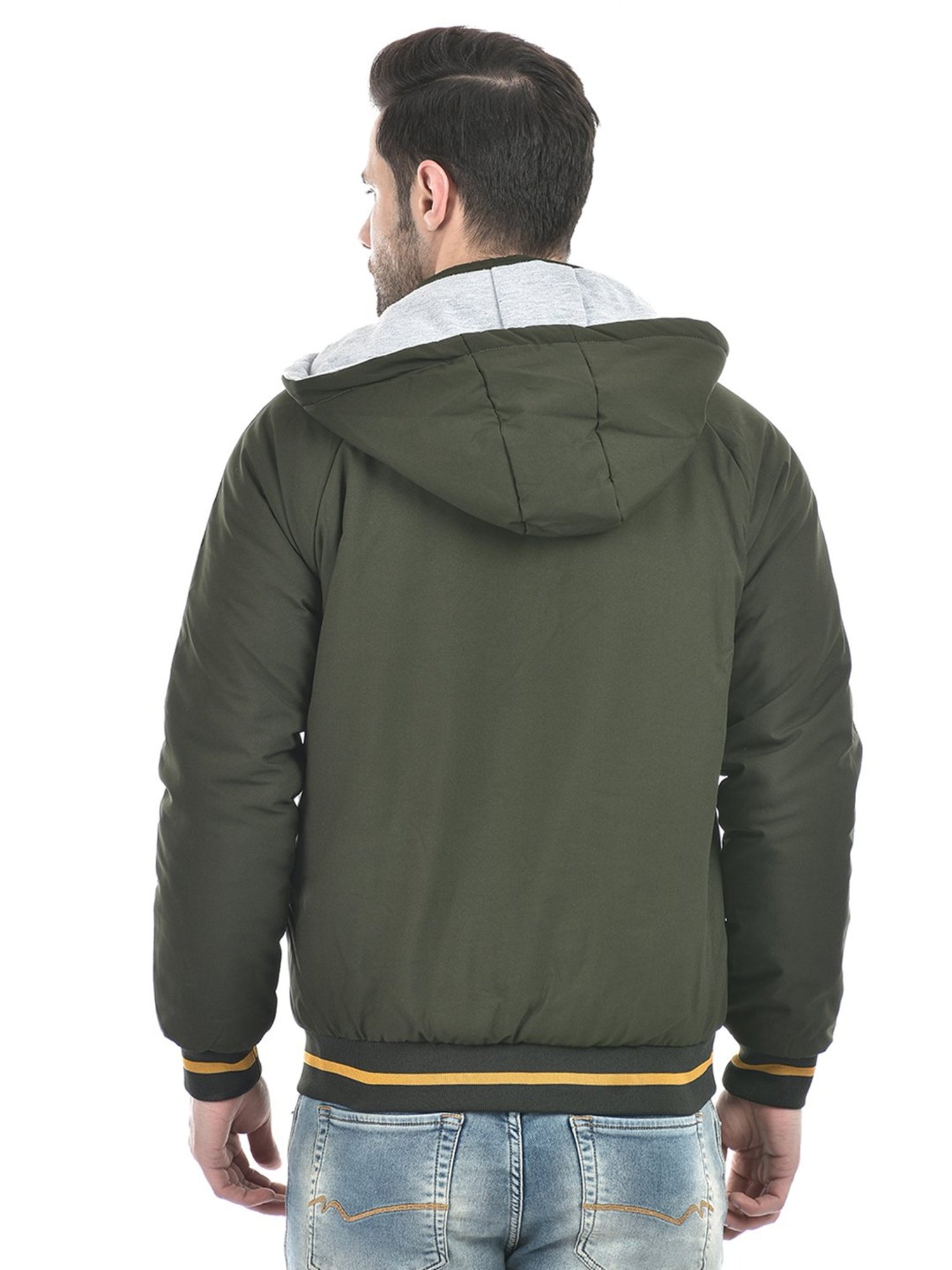 Lawman Pg3 Olive & Blue Regular Fit Striped Reversible Jacket