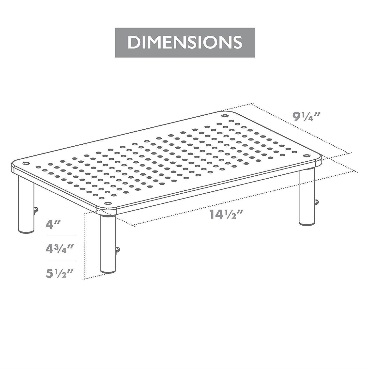Adjustable Mesh Monitor Stand 2 Pack - Height Adjustable Metal Desktop Risers for Computer Monitors, Laptop & More