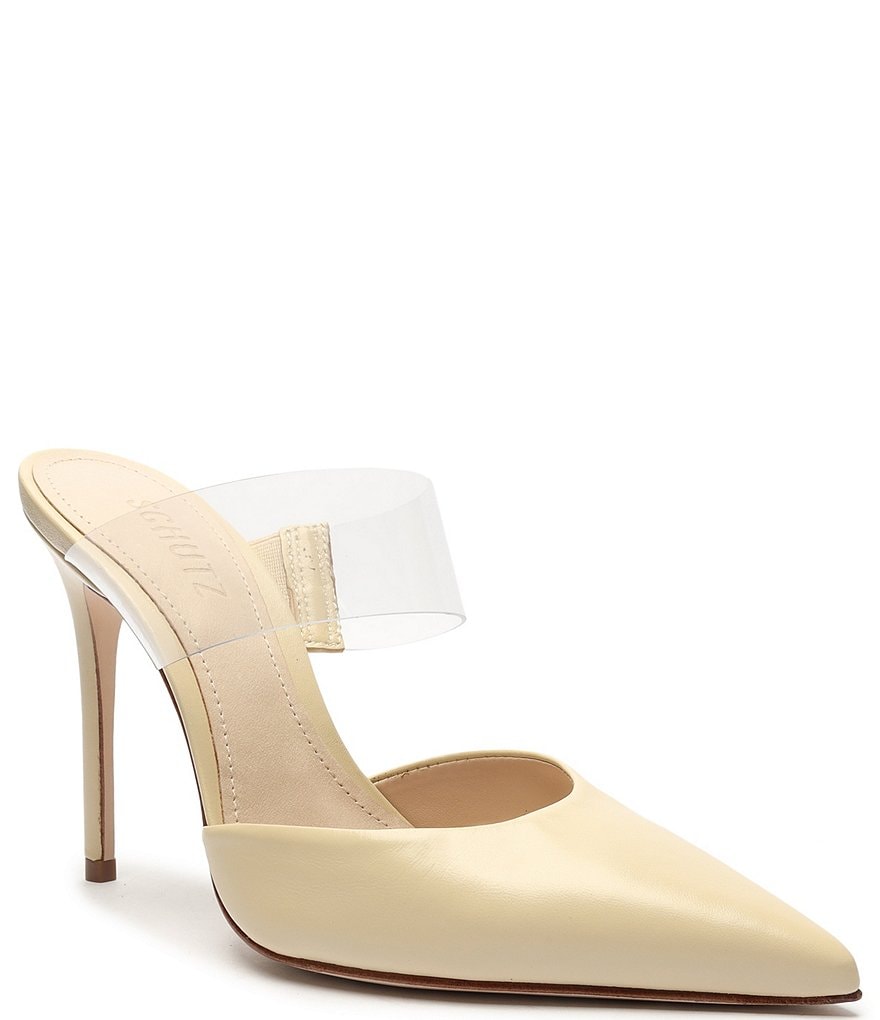 Schutz Sionne Clear Vinyl Pointed Toe Mules