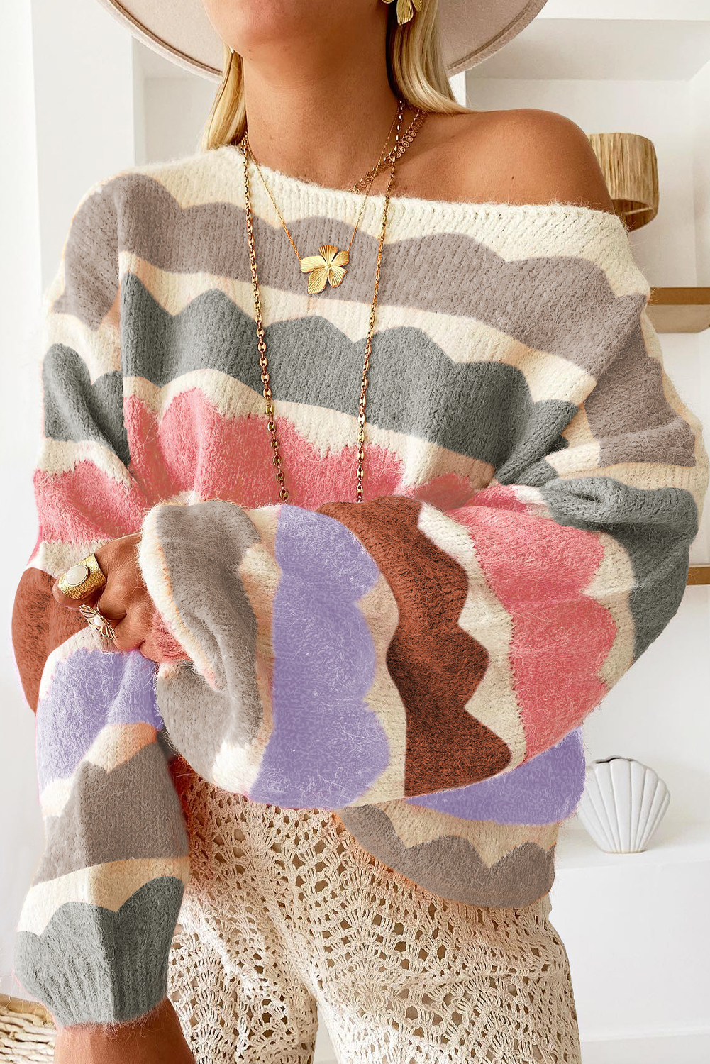 Pink Merry & Bright Pop Up Letter Waffle Knit Sweater