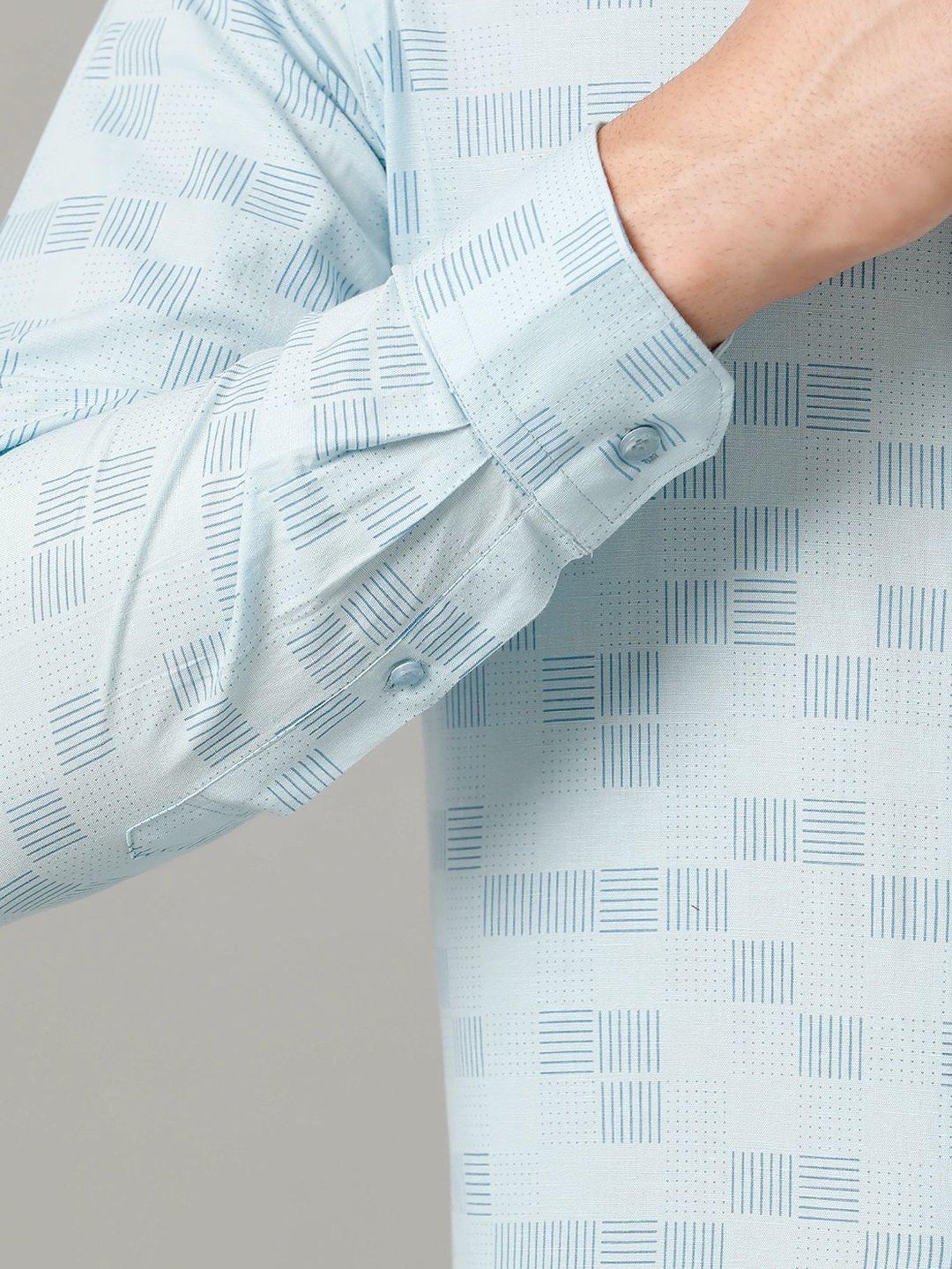 Spykar Blue Cotton Slim Fit Checks Shirt