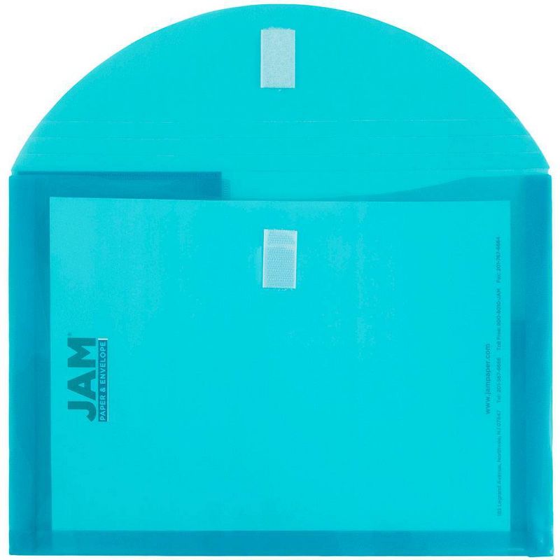 JAM Paper Plastic 3 Pocket Envelope with Hook & Loop Closure, Letter Booklet, 9 3/4'' x 13'', Teal