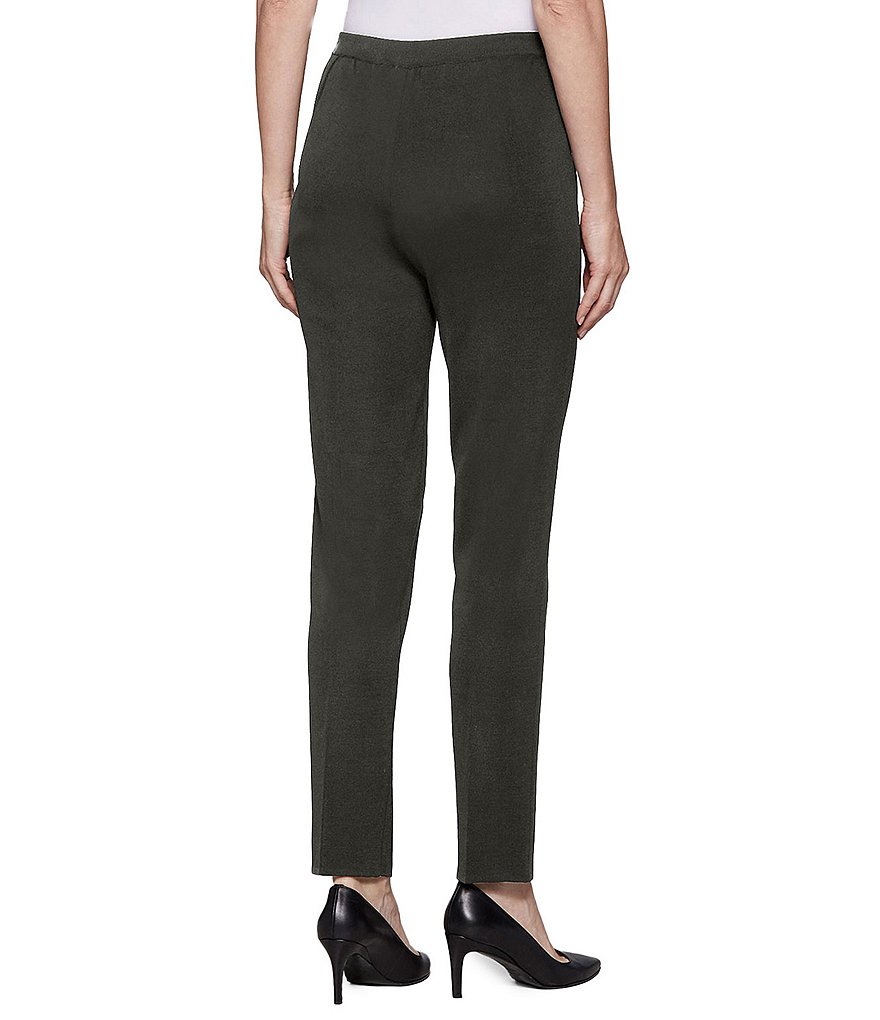Ming Wang Straight-Leg Pull-On Elasticized Knit Pants
