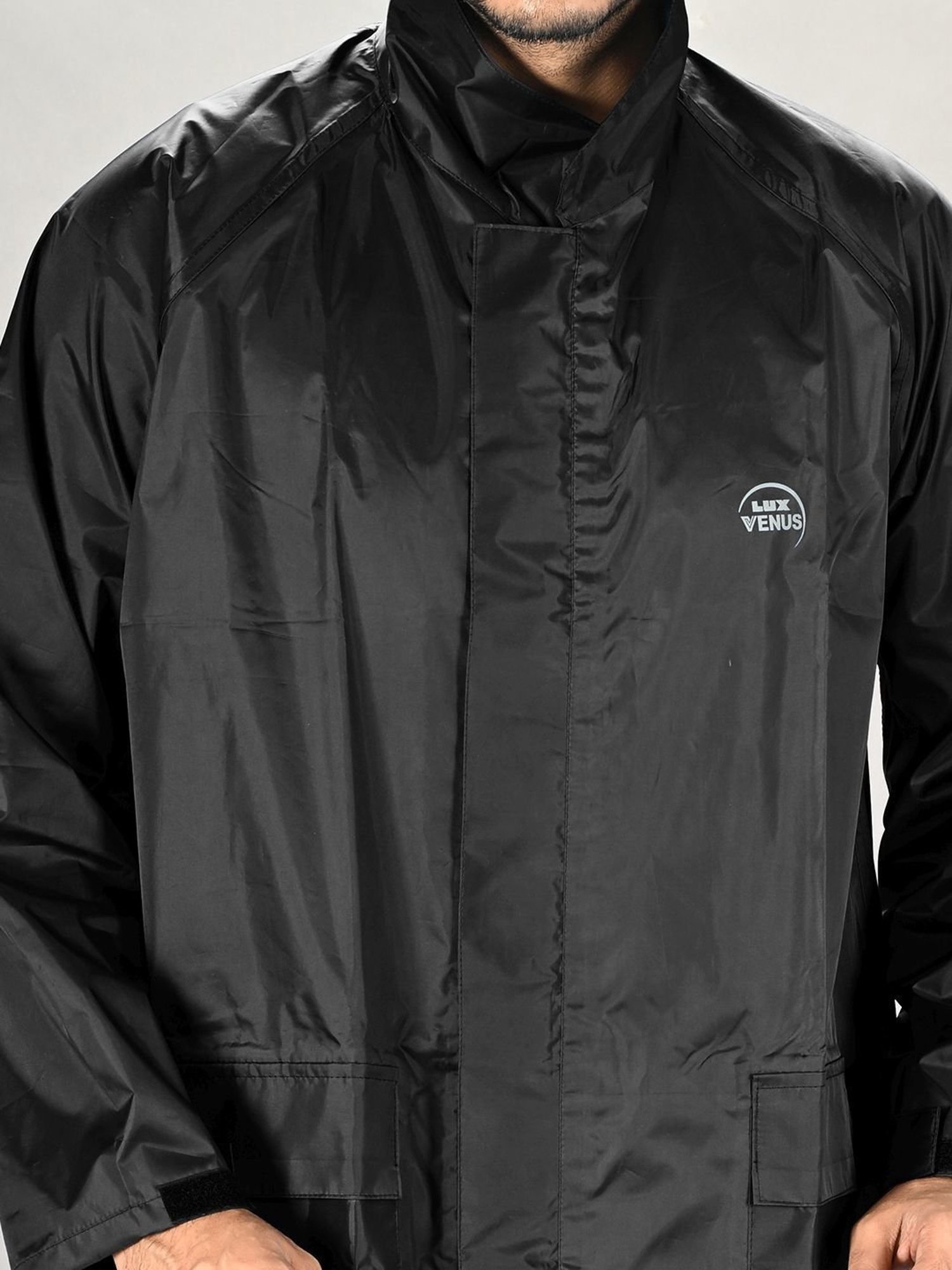 Lux Venus Black Regular Fit Rainwear Jacket