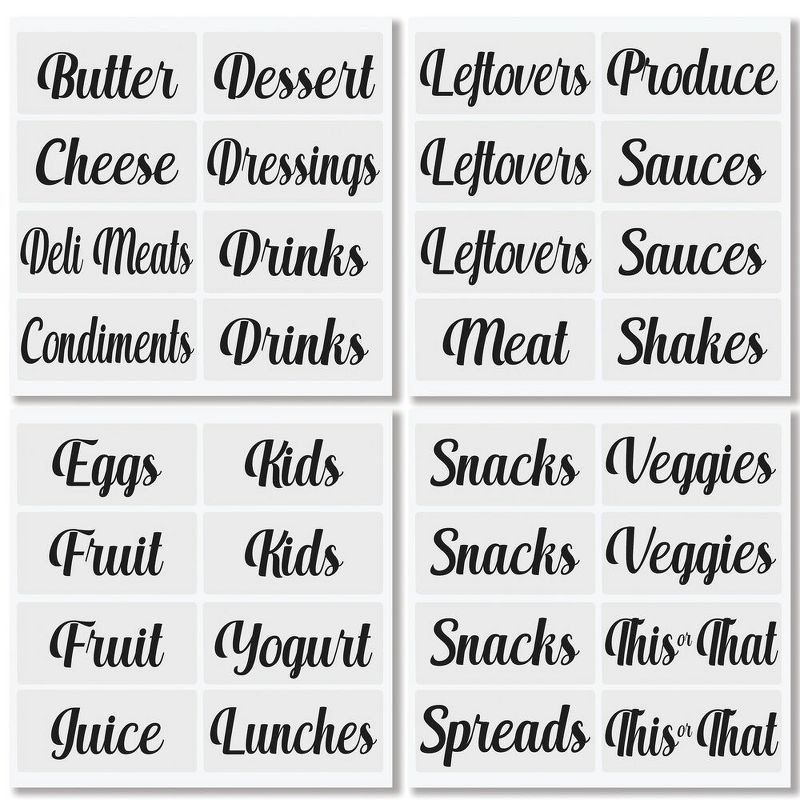 mDesign Plastic Food Storage Organizer Bin with Labels, Set of 9 - Clear