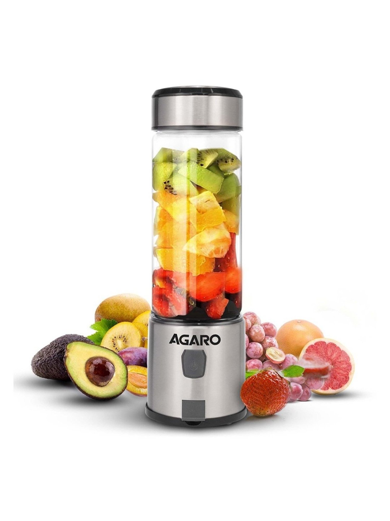 Agaro Portable Hand Blender 126W, 480ml with 3000 mAh Battery & USB Rechargeable (Black)