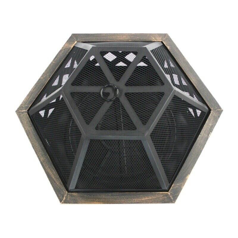 ALEKO Hex Shaped Steel Fire Pit Distressed Bronze 24 Inches Diameter