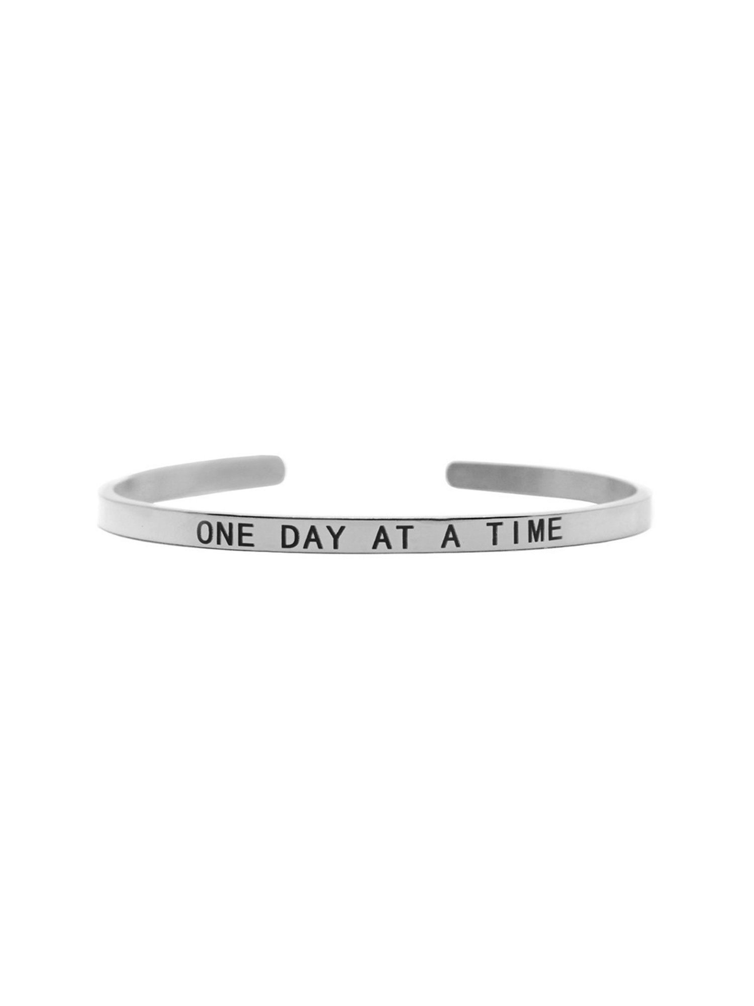 Joker & Witch Silver One Day At A Time Mantra Flexible fit Bracelet