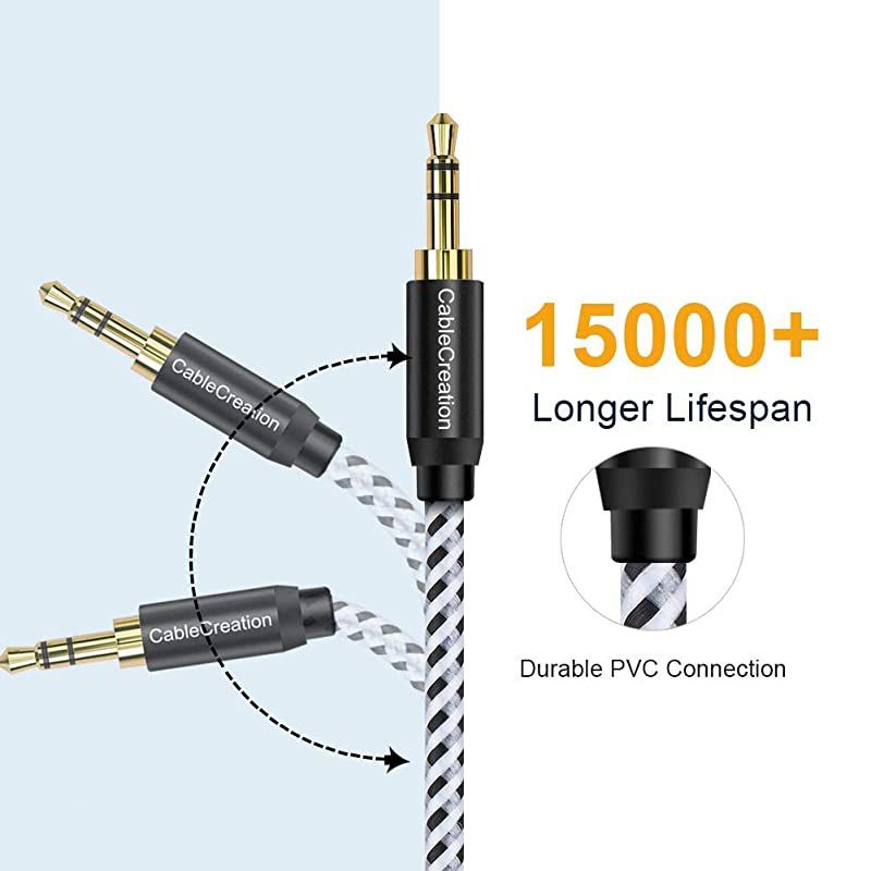 6Feet 35mm Braided Audio Cable 35mm Male to Male Stereo AUX Cable Premium Metal Compatible with Smartphones Tablets MP3 Player Rose Gold