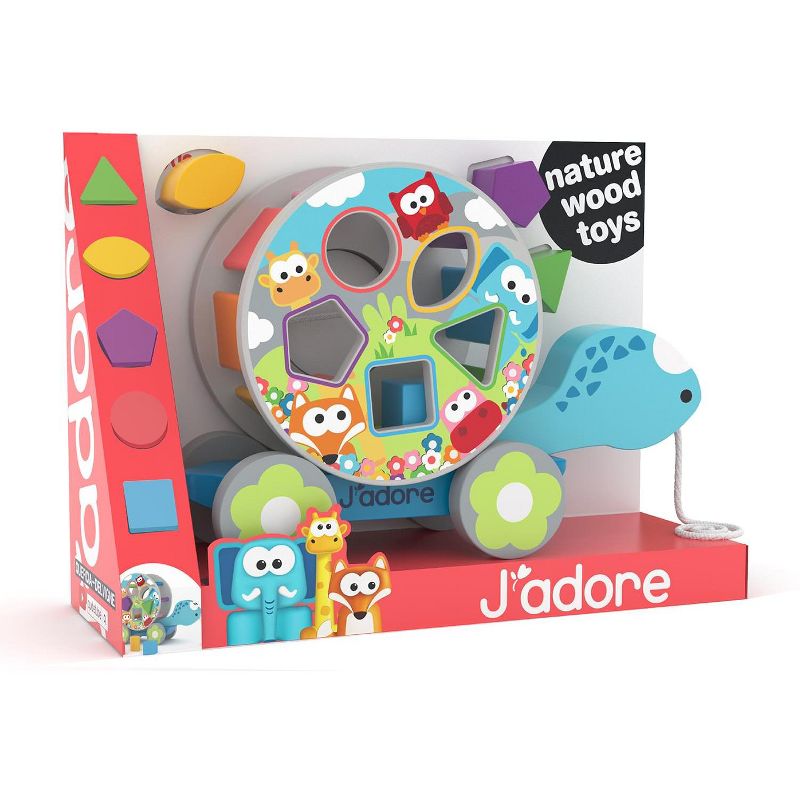 J'adore Wooden Turtle Shape Sorter Pull Toy
