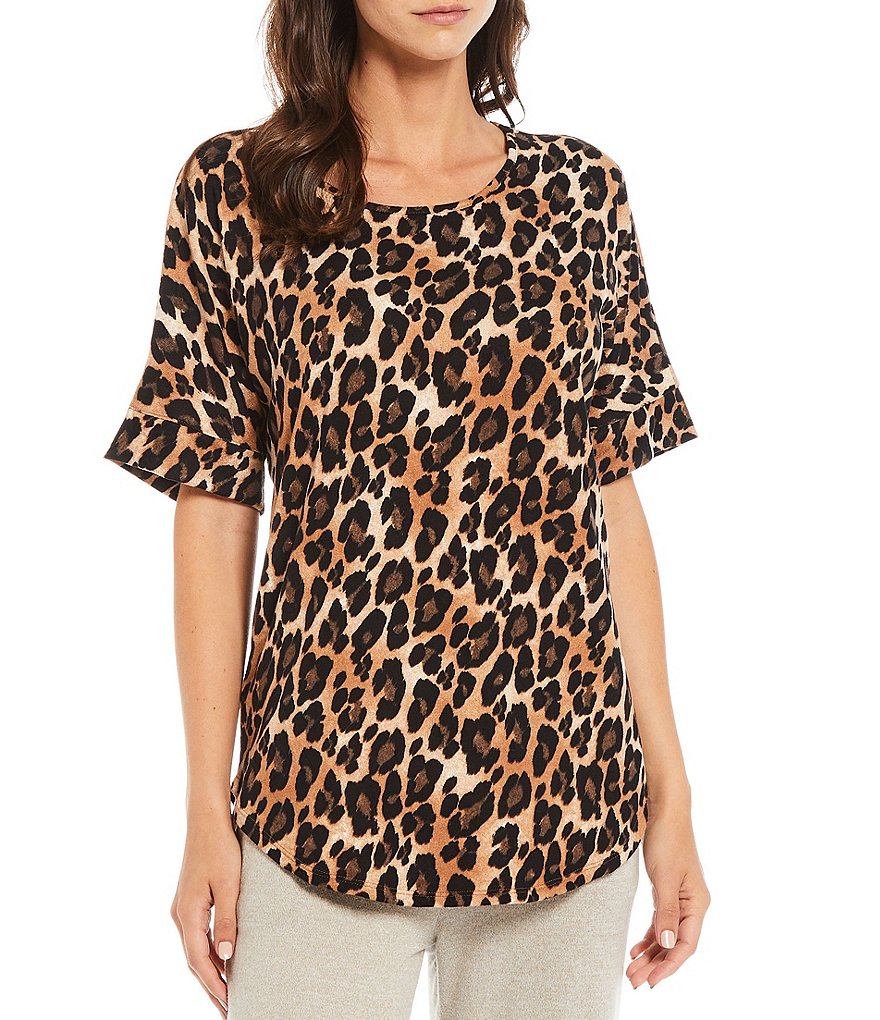 N by Natori Mirage Ombre Animal Printed Knit Lounge Top
