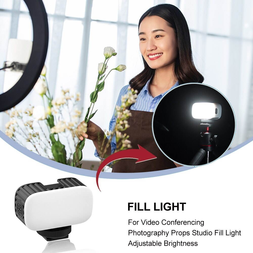 Compact LED Video Fill Light Type C Charging Adjustable Brightness Durable Mini Accessories Photography Props Live Broadcast