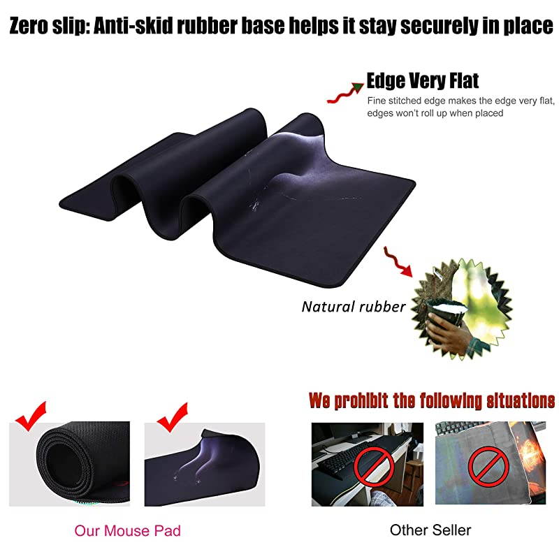 Mouse Pad Large Extended Mouse Pad Keyboard pad Laptop Mat Computer Game Mouse MatSensitivity Resistant Anti Slip Rubber Precise Stitched Edges Large Desk Mat 315X1575X012