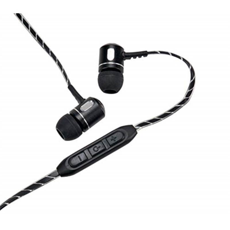 altec lansing mzx148 bluetooth metal earphones with 30 foot wireless range, up to 5 hours of battery life, builtin microphone and voice assistant black