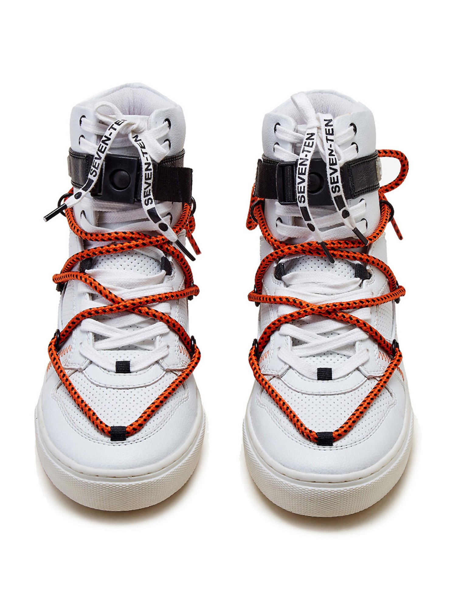 7-10 Women's 209 Elevate Street White & Orange High-Top Sneakers