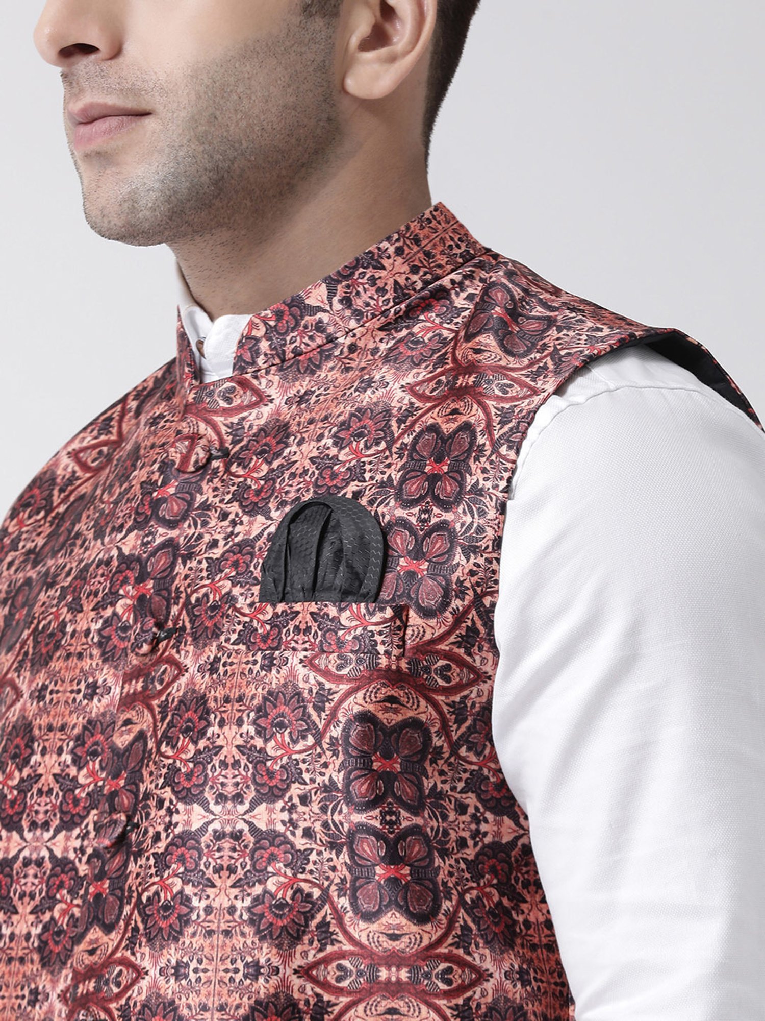 Hangup Plus Multicolor Regular Fit Printed Nehru Jacket