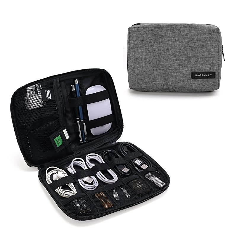 Electronic Organizer Small Travel Cable Organizer Bag for Hard Drives Cables USB SD Card Grey