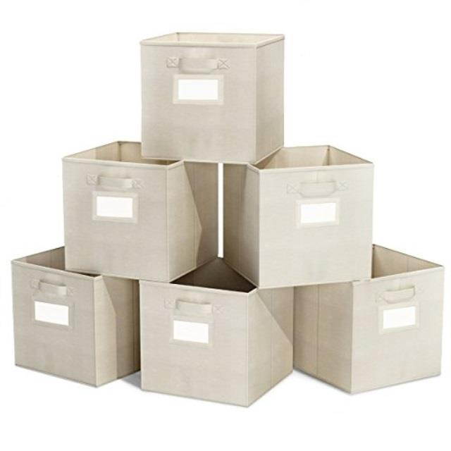 closetmate foldable cube storage bins  6 pack  organizer with label holder for better organization  fabric cubes are collapsible great organizer for shelf, closet or storage