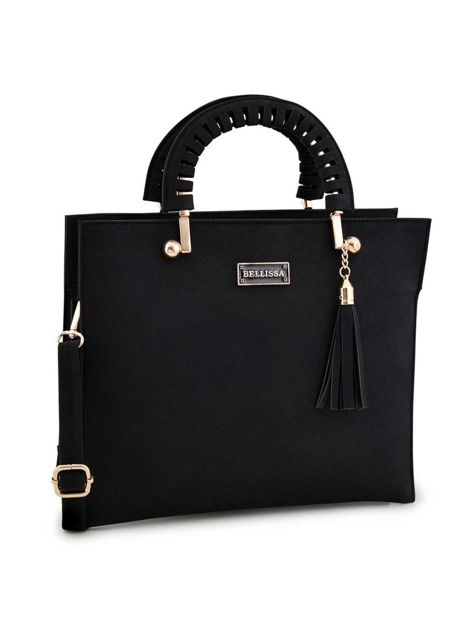 Bellissa Black Solid Medium Elegant Handbag