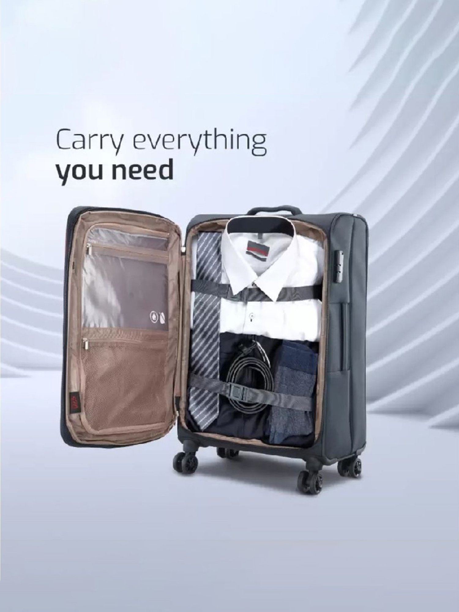 VIP Suprema Grey Solid Soft Large Trolley Bag - 34 cm