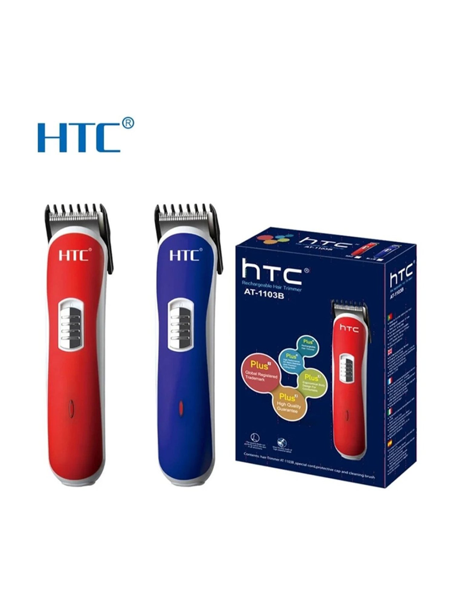 HTC AT 1103 B Rechargable Trimmer with 60 min Runtime (Colour May Vary - Red / Blue)
