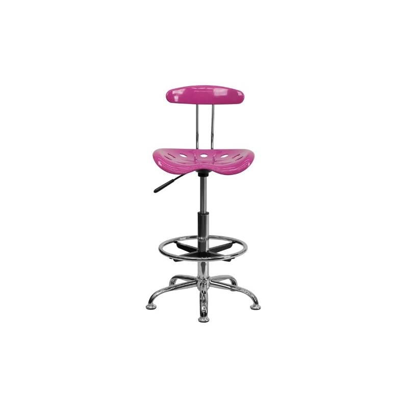 Vibrant Black and Chrome Swivel Task Office Chair with Tractor Seat