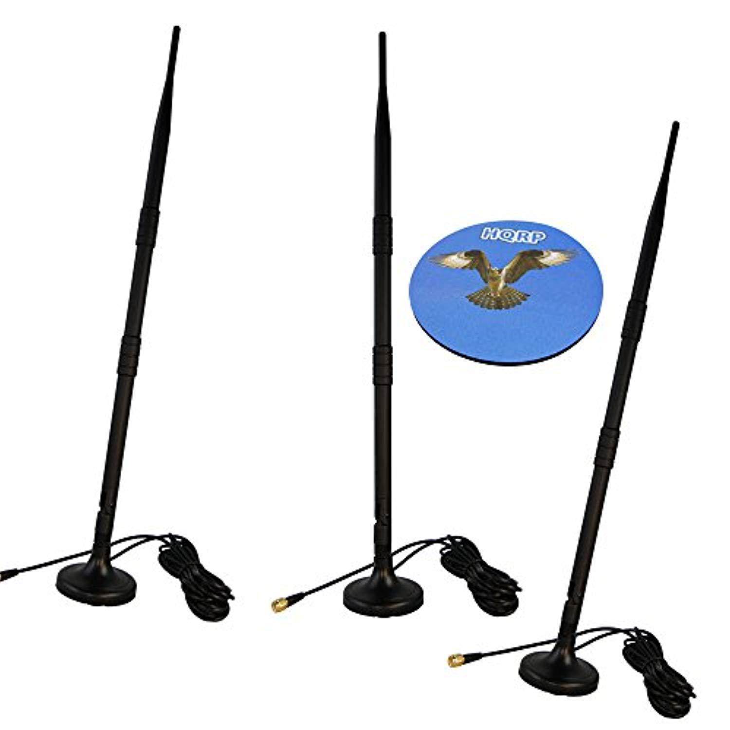 HQRP 3-Pics 2.4-2.5Ghz 9 dBi RP-SMA WiFi Booster Wireless Antenna plus 3-Pics 3M RP-SMA WiFi Antenna Extension Cable Connectors WLAN for D-Link DIR-880L / DIR-842 / DIR-605L + HQRP Coaster