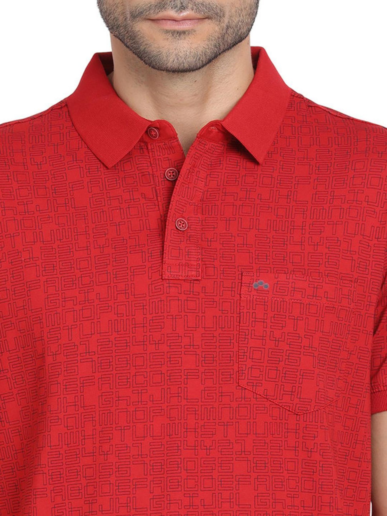 Turtle Red Slim Fit Printed Polo T-Shirts