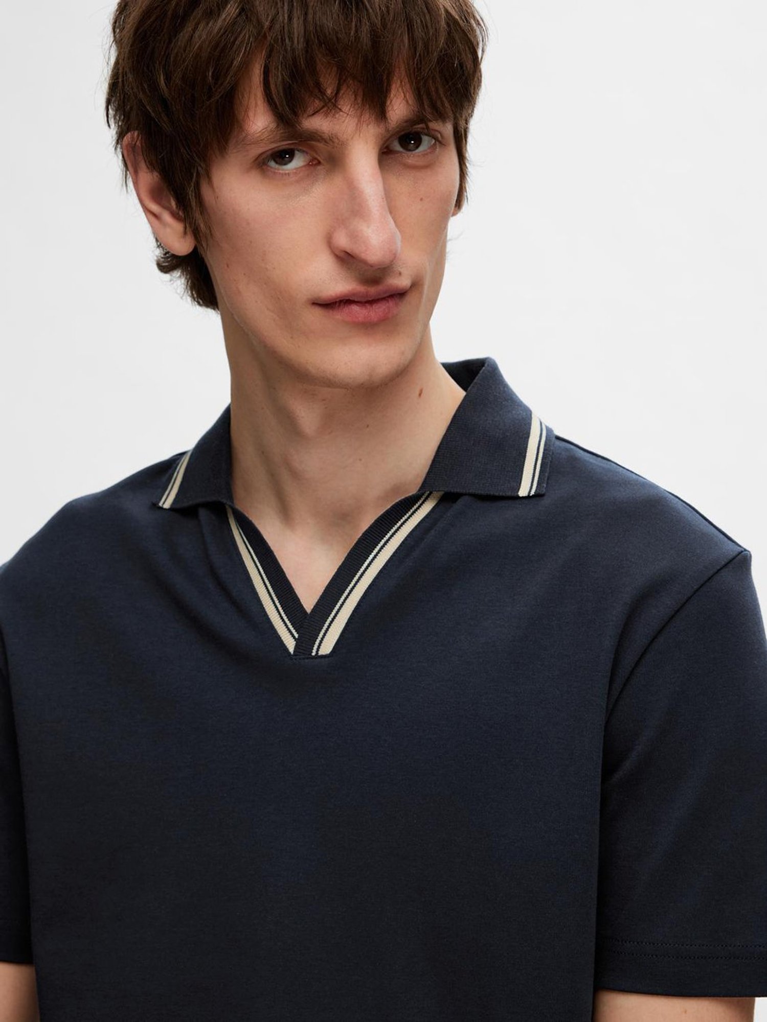 SELECTED HOMME Blue Regular Fit Cotton Polo T-Shirt