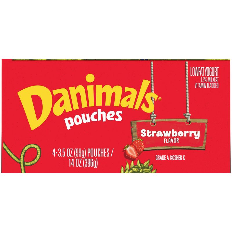 Dannon Danimals Strawberry Kids' Yogurt Pouches - 4pk/3.5oz pouches