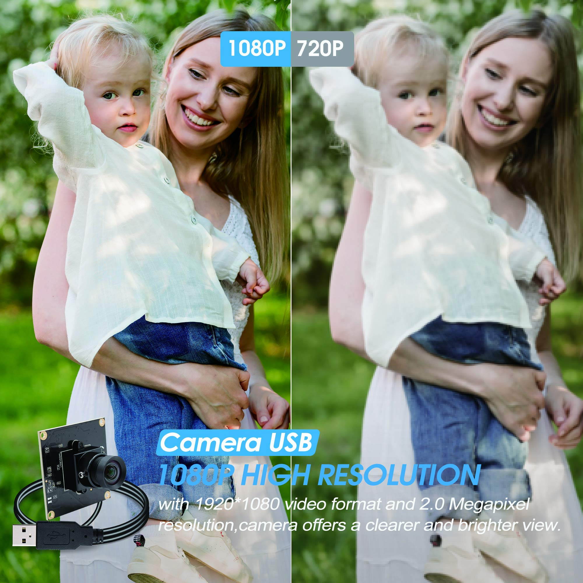 2MP USB Camera Module USB 3.0 Webcam with 100 Degree No Distortion Industrial Camera Module Supported OTG,1080P Camera with Low Illumination for Android Windows Linux Mac USB Webcam Mini Camere Module