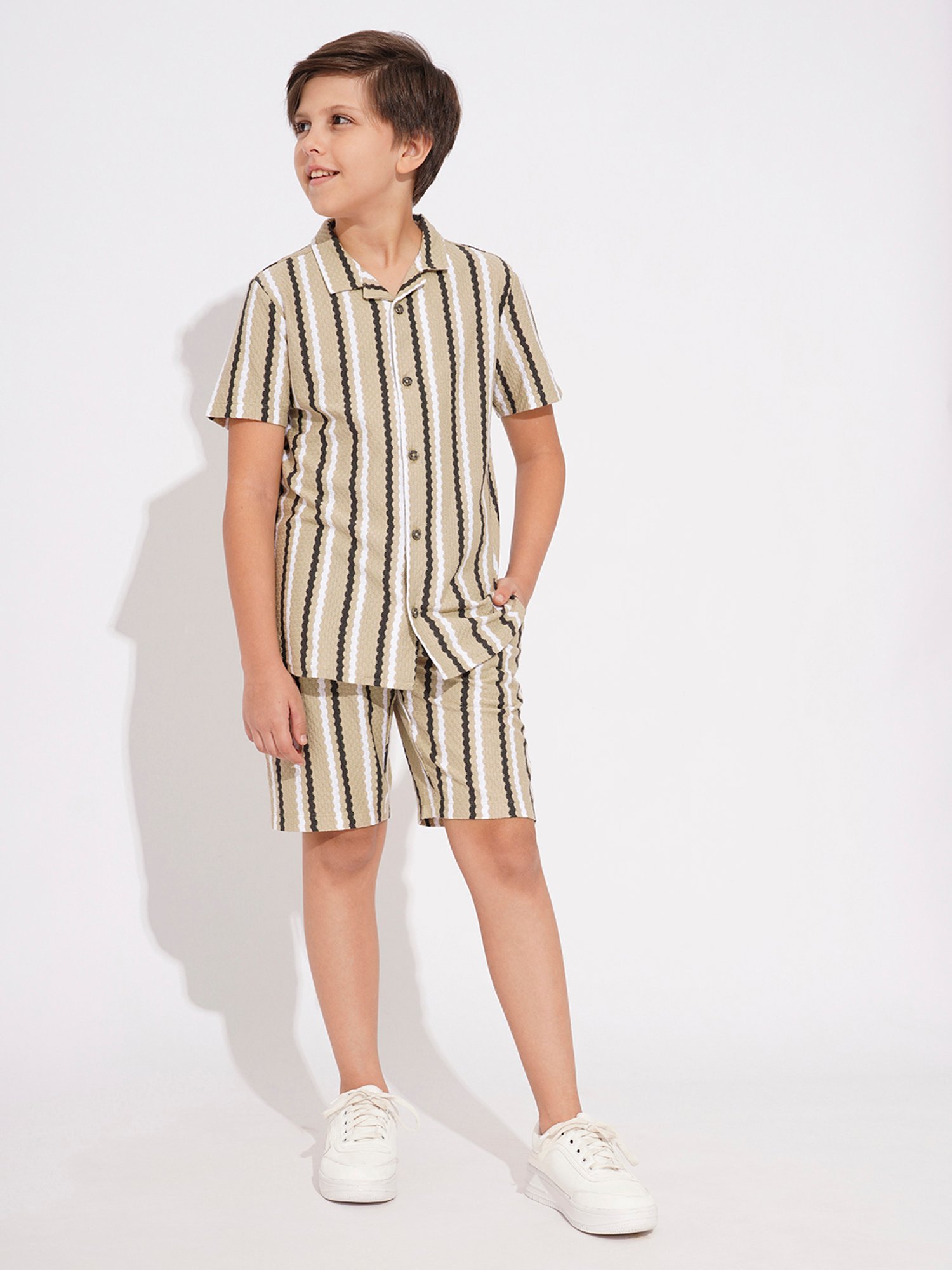 Mothercare Kids Blue Cotton Self Pattern Full Sleeves Shirt