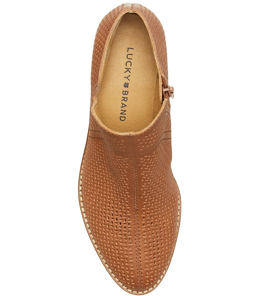 Lucky Brand Feyan Perforated Leather Block Heel Booties
