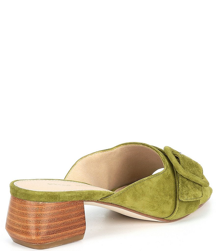 Pelle Moda Tala Suede Buckle Block Heel Mules