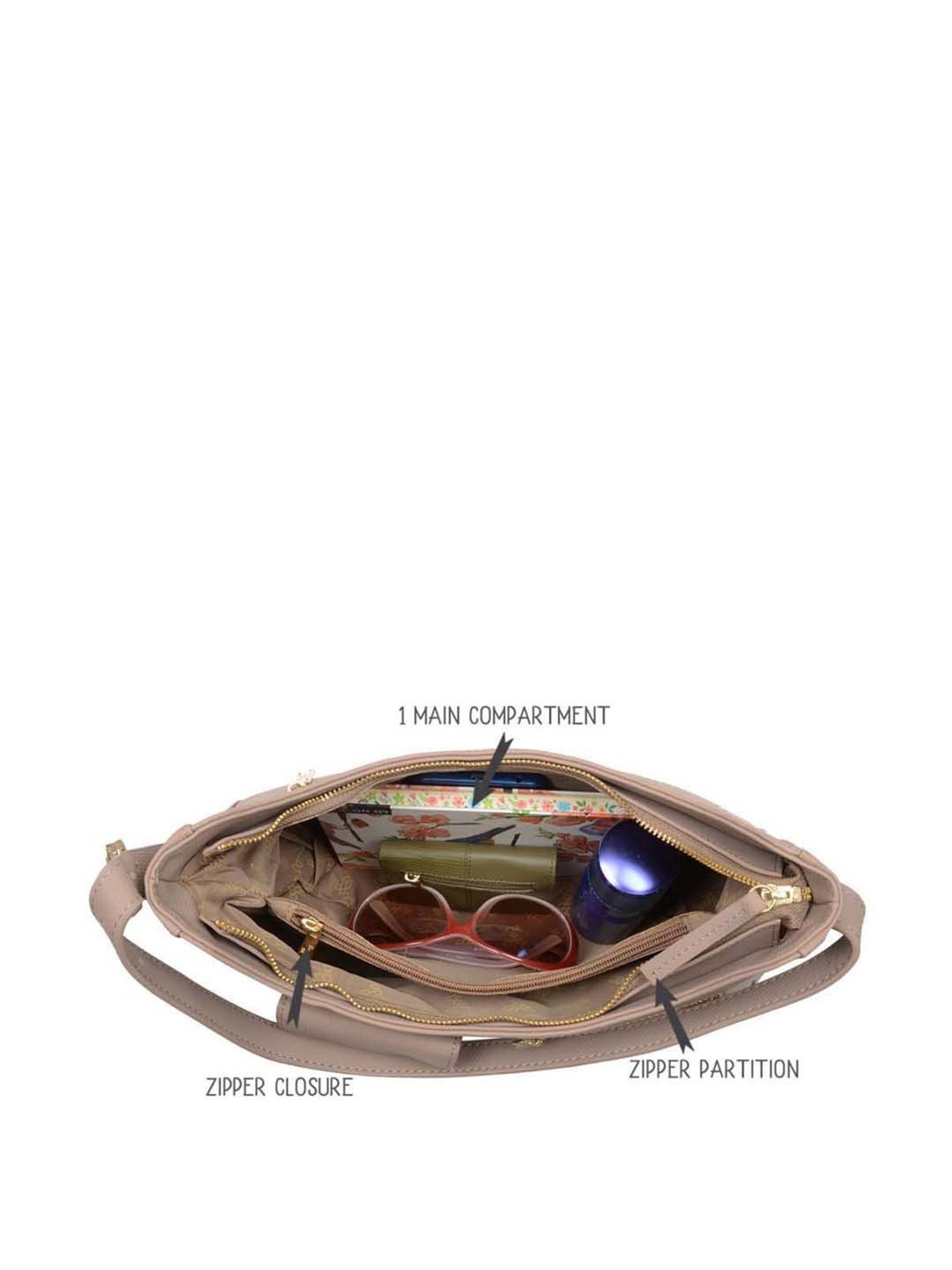 Baggit Pink Solid Medium Hobo Handbag