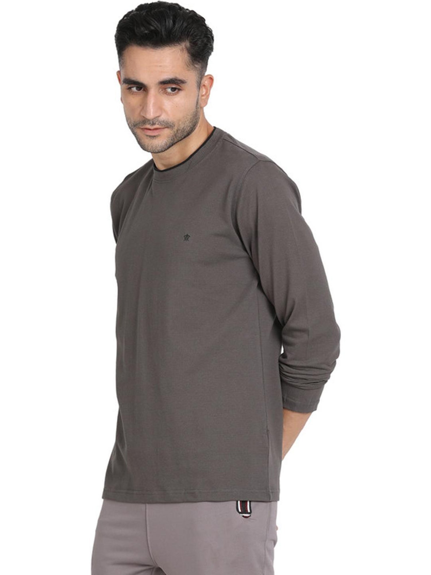 Turtle Grey Cotton Slim Fit T-Shirts
