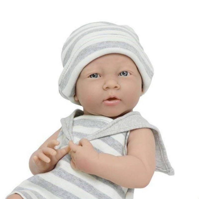 JC Toys La Newborn 15" Girl Doll - Gray Striped Outfit